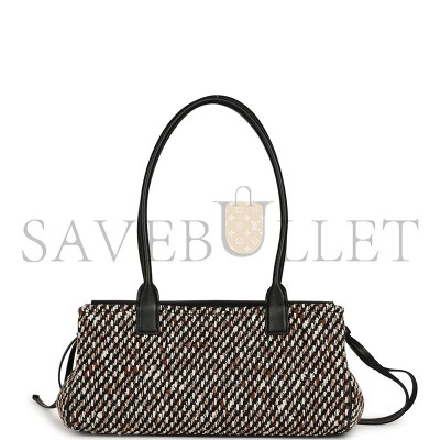 CHANEL MASTER SMALL URBAN ESSENTIAL EAST WEST SHOPPING TOTE BLACK CALFSKIN AND MULTI TWEED GOLD HARDWARE (31*15*12cm) 